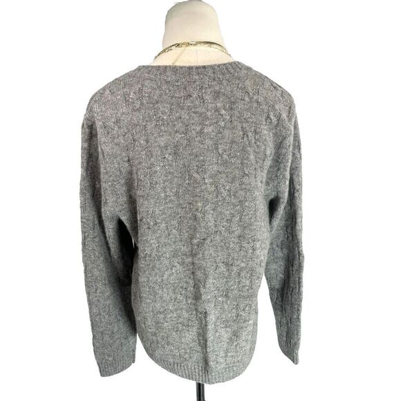 The Tog Shop Cardigan Sweater Wool Gray Cable Knit Button - Picture 3 of 13